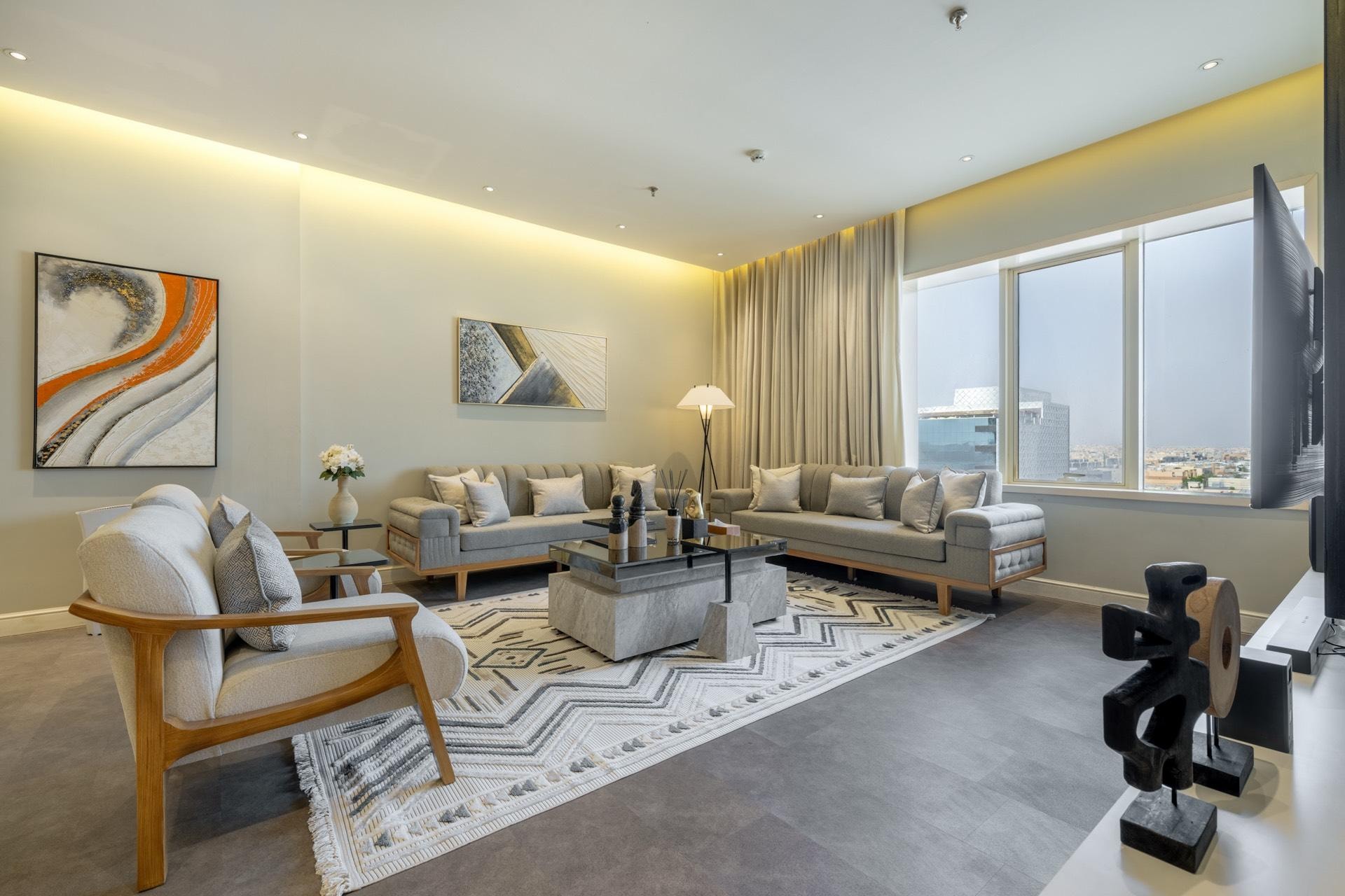 شقه بتصميم مودرن ببرج سكني فاخر 4