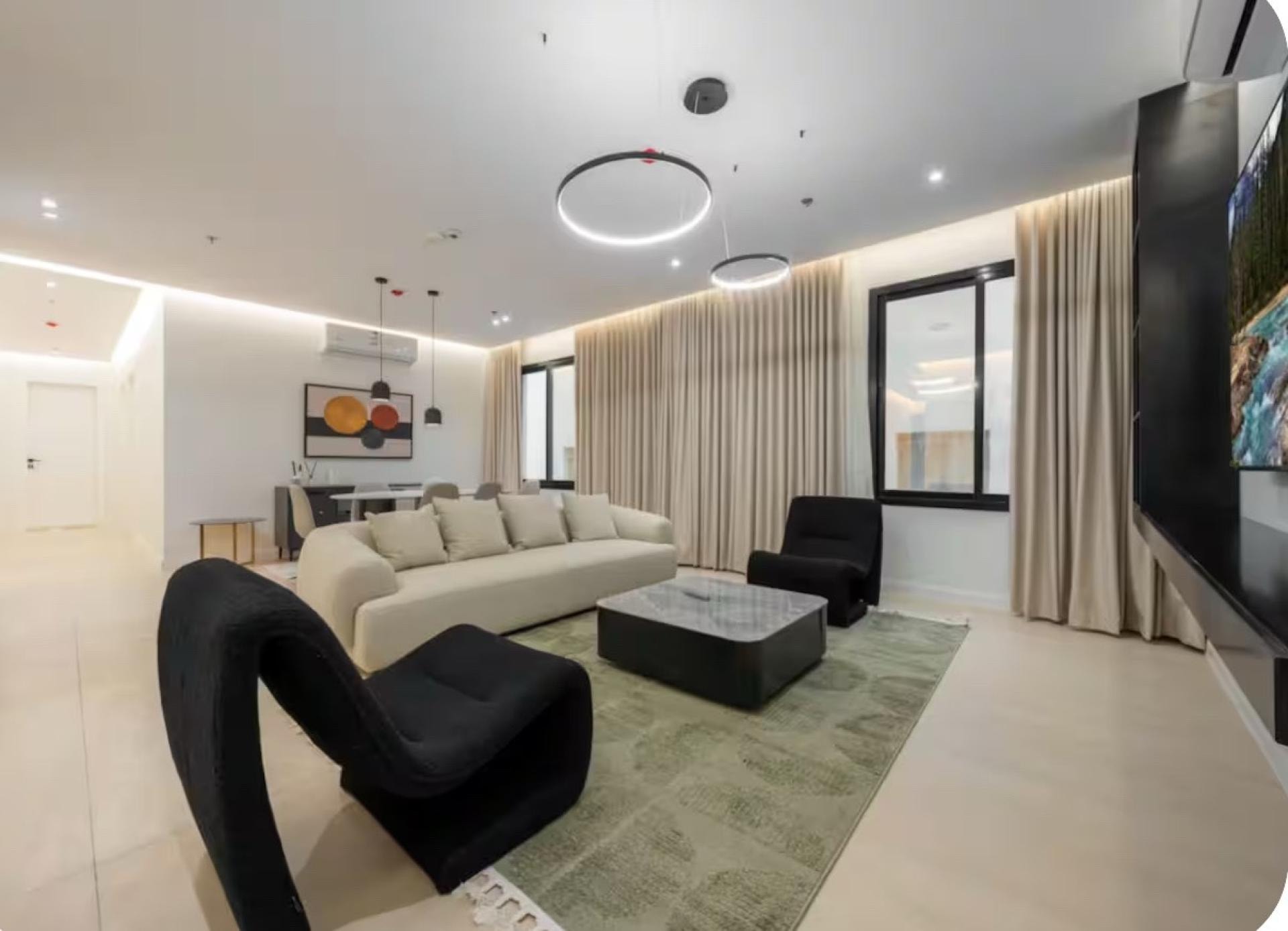 3 Bedroom Living Room Alajlan Rivera, حي الملقا, الرياض 1