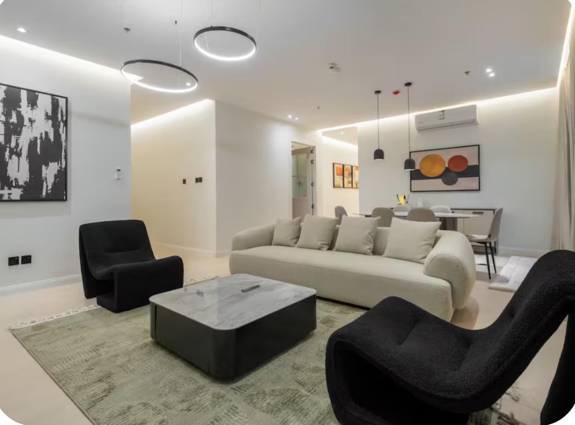 3 Bedroom Living Room Alajlan Rivera, حي الملقا, Riyadh 3